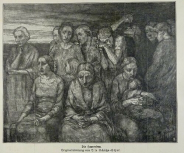 1917 - alter Druck - Die Harrenden (Originalradierung von Ilse Schütze-Schur)